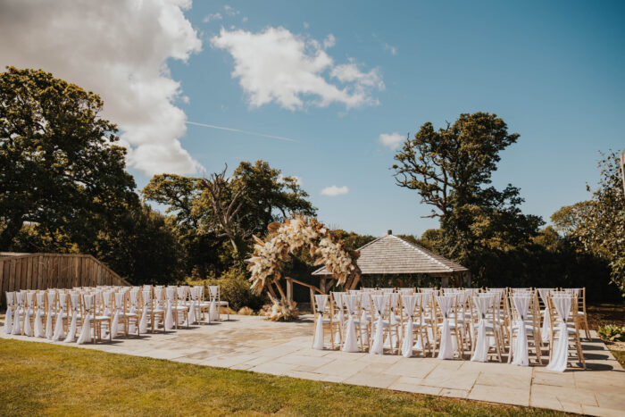 Outdoor ceremony at Oldwalls Gower
